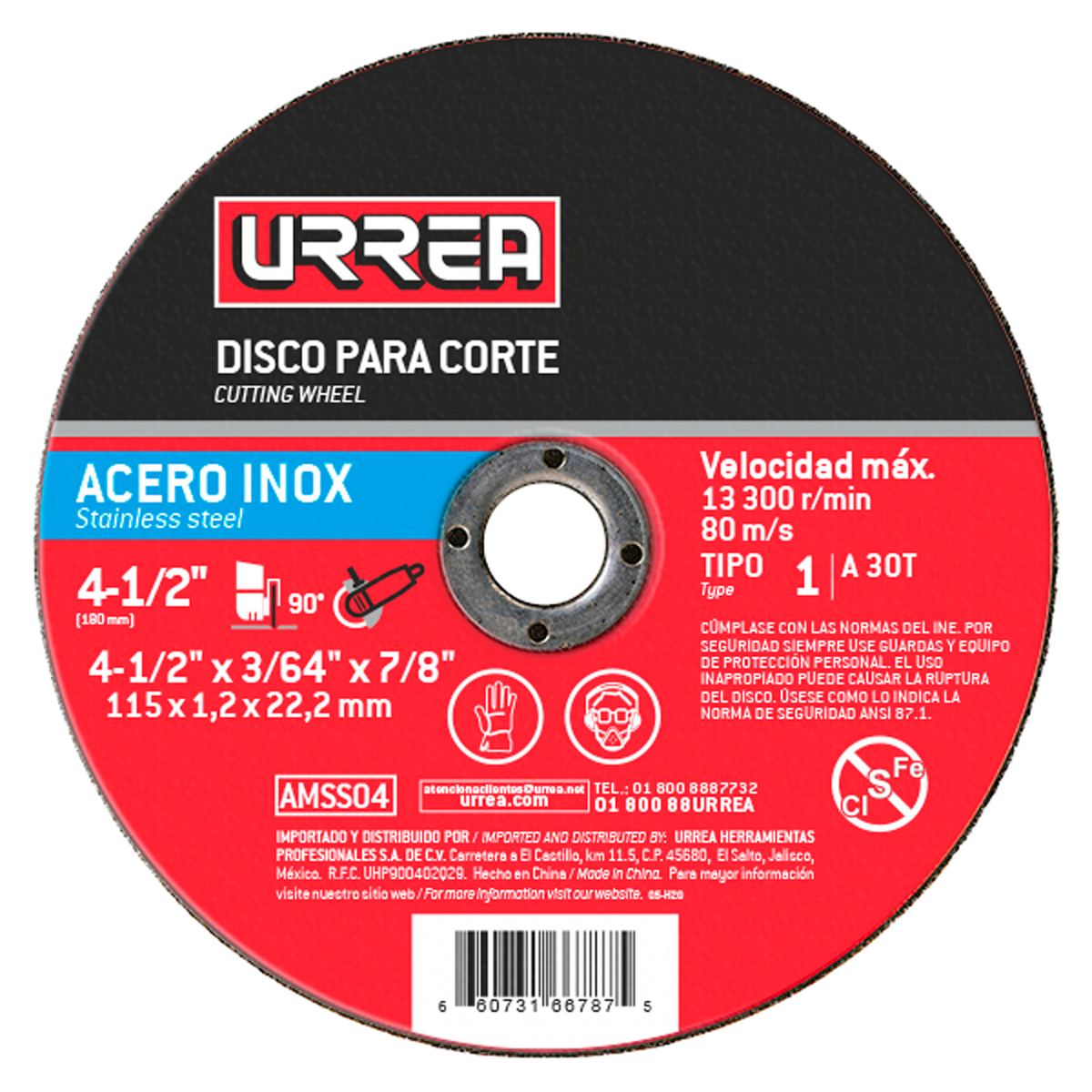 Foto 2 pulgar | Disco Abrasivo Tipo 1 Para Acero Inoxidable 7'' X 5/64'' Urrea