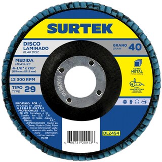 Foto 1 | Disco Laminado Tipo 29 Grano 80, 4-1/2'' Surtek