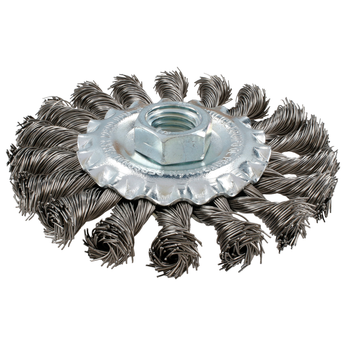 Carda Circular Ondulada Alambre Delgado Acero Inoxidable 4'' X 0.30 Mm Con Rosca M14 Surtek