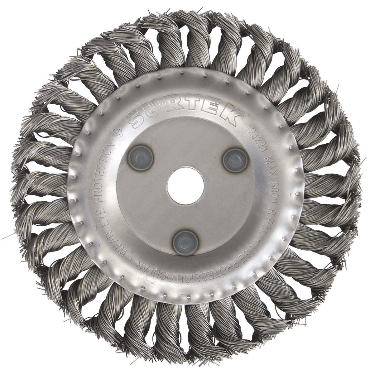 Carda Circular Trenzada Alambre Delgado 4'' X 0.35 Mm Con Rosca M14 Surtek