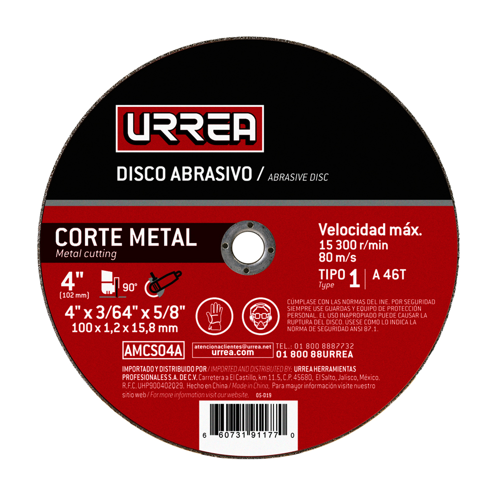Foto 2 pulgar | Disco Abrasivo Tipo 1 Para Metal 4'' X 3/64'' Urrea
