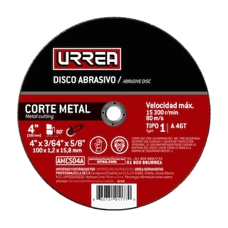 Foto 1 | Disco Abrasivo Tipo 1 Para Metal 4'' X 3/64'' Urrea