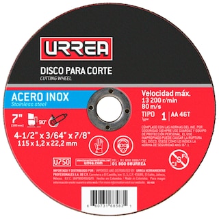 Foto 1 | Disco Abrasivo Tipo 1 Para Acero Inoxidable 4-1/2'' X 3/64'' Urrea