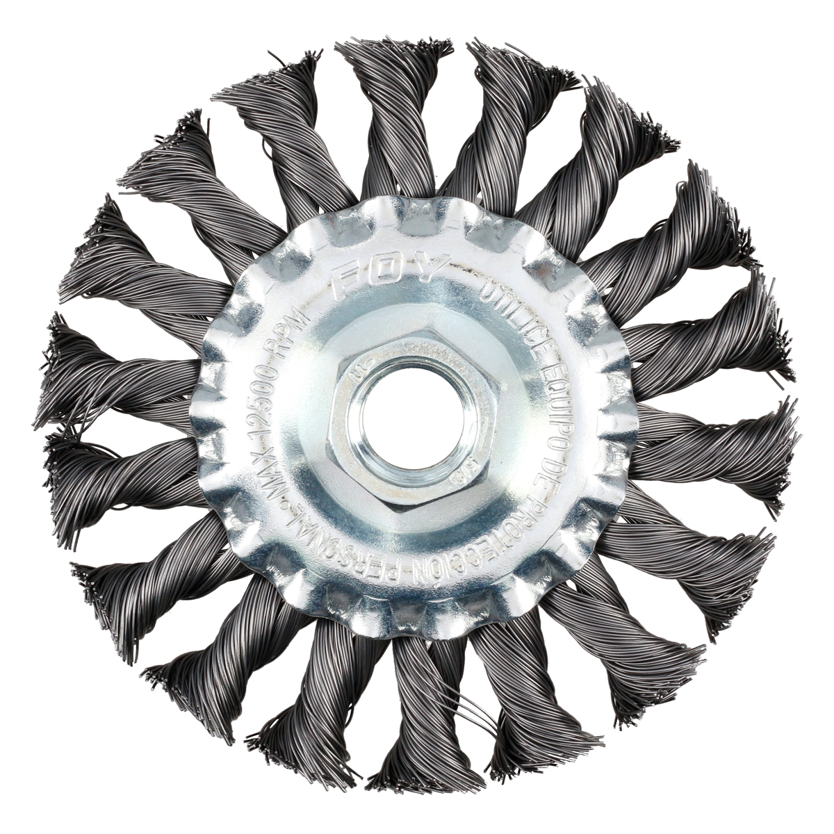 Carda Circular Trenzada Alambre Grueso 6'' X 0.50 Con Rosca M14 Foy