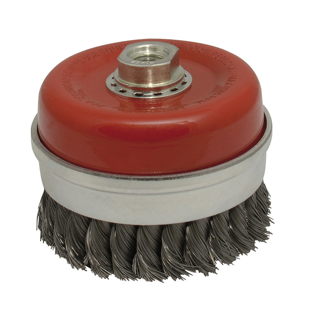 Carda Copa Trenzada Alambre Grueso 5'' X 0.50 Mm Con Rosca M14 Urrea