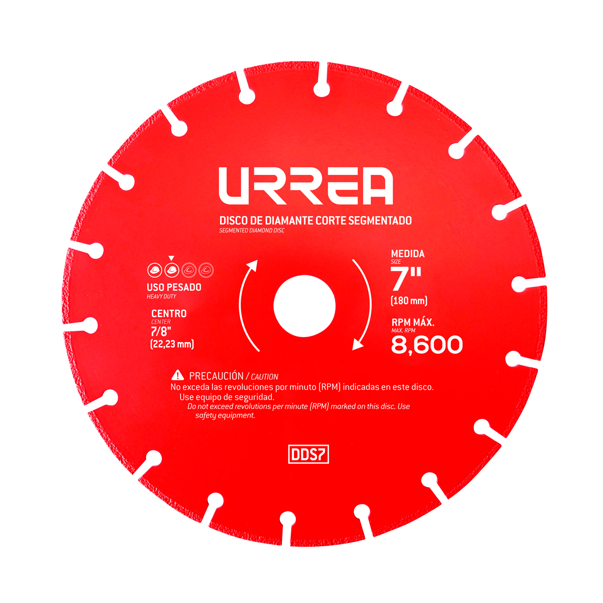 Disco De Diamante Segmentado, 7'' Urrea