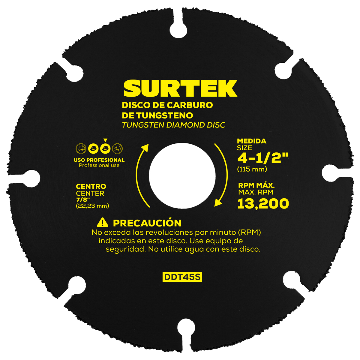 Foto 2 pulgar | Disco De Diamante Multi-corte Punta De Carburo De Tungsteno, 4-1/2'' Surtek