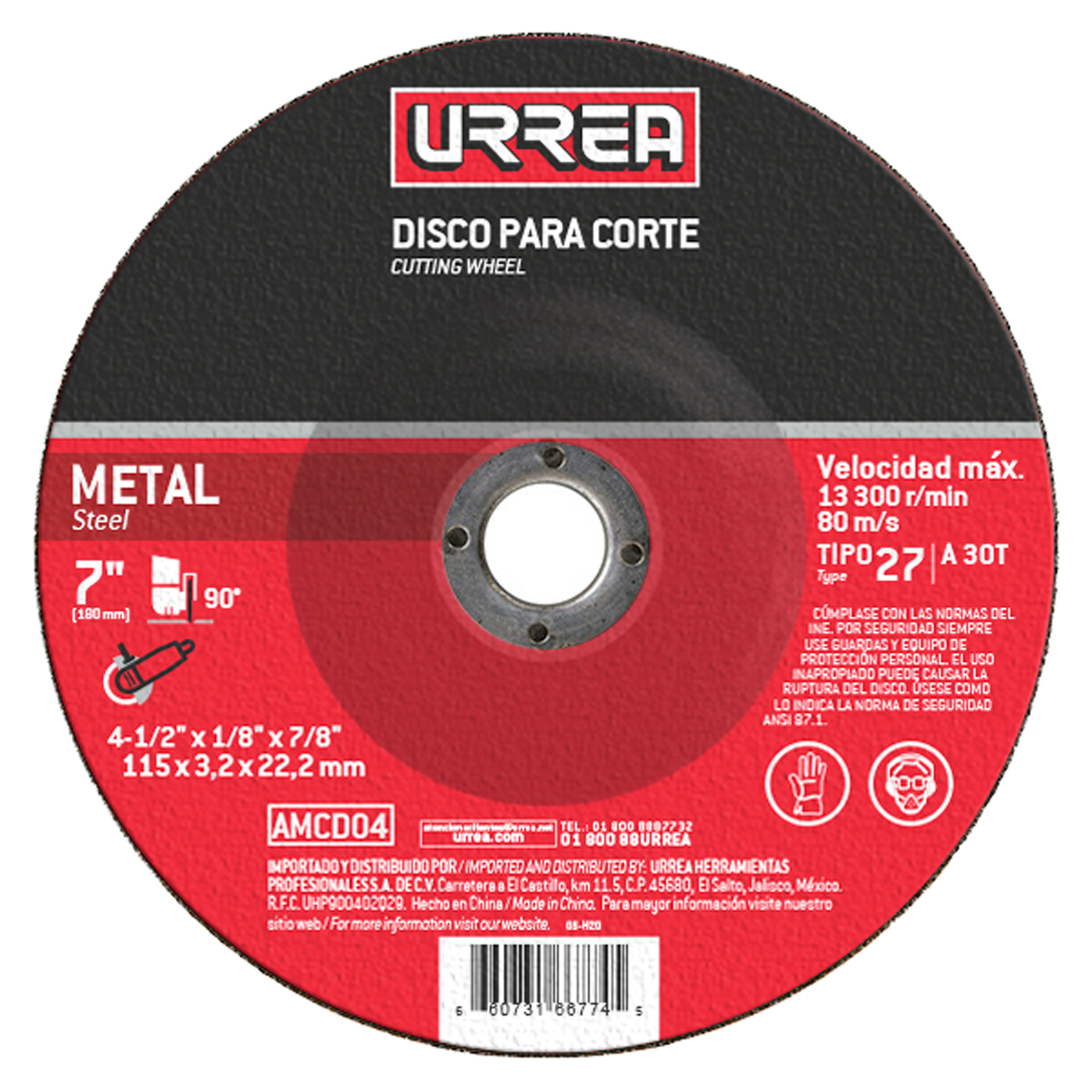 Foto 2 pulgar | Disco Abrasivo Tipo 27 Para Metal 4-1/2'' X 1/8'' Urrea