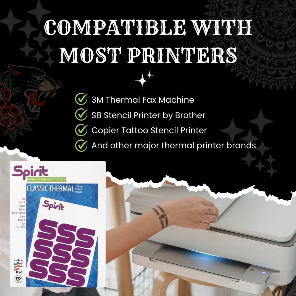 Foto 2 | Papel Térmico Para Transferencia De Tatuajes Spirit Classic, 8,5 X 11, 100 Hojas - Venta Internacional.