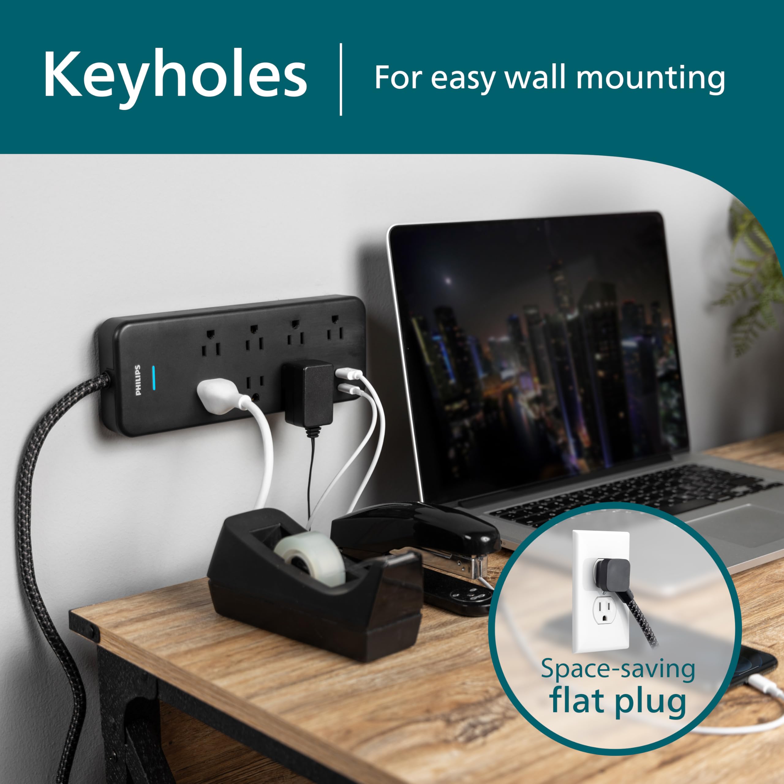 Foto 6 | Protector Contra Sobretensiones Philips Spp9643b/37, 7 Salidas 1500j Con Usb - Venta Internacional.