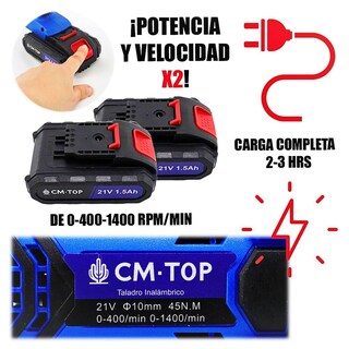 Foto 3 | Taladro Rotomartillo 21v Eléctrico Destornillador 2 Batería