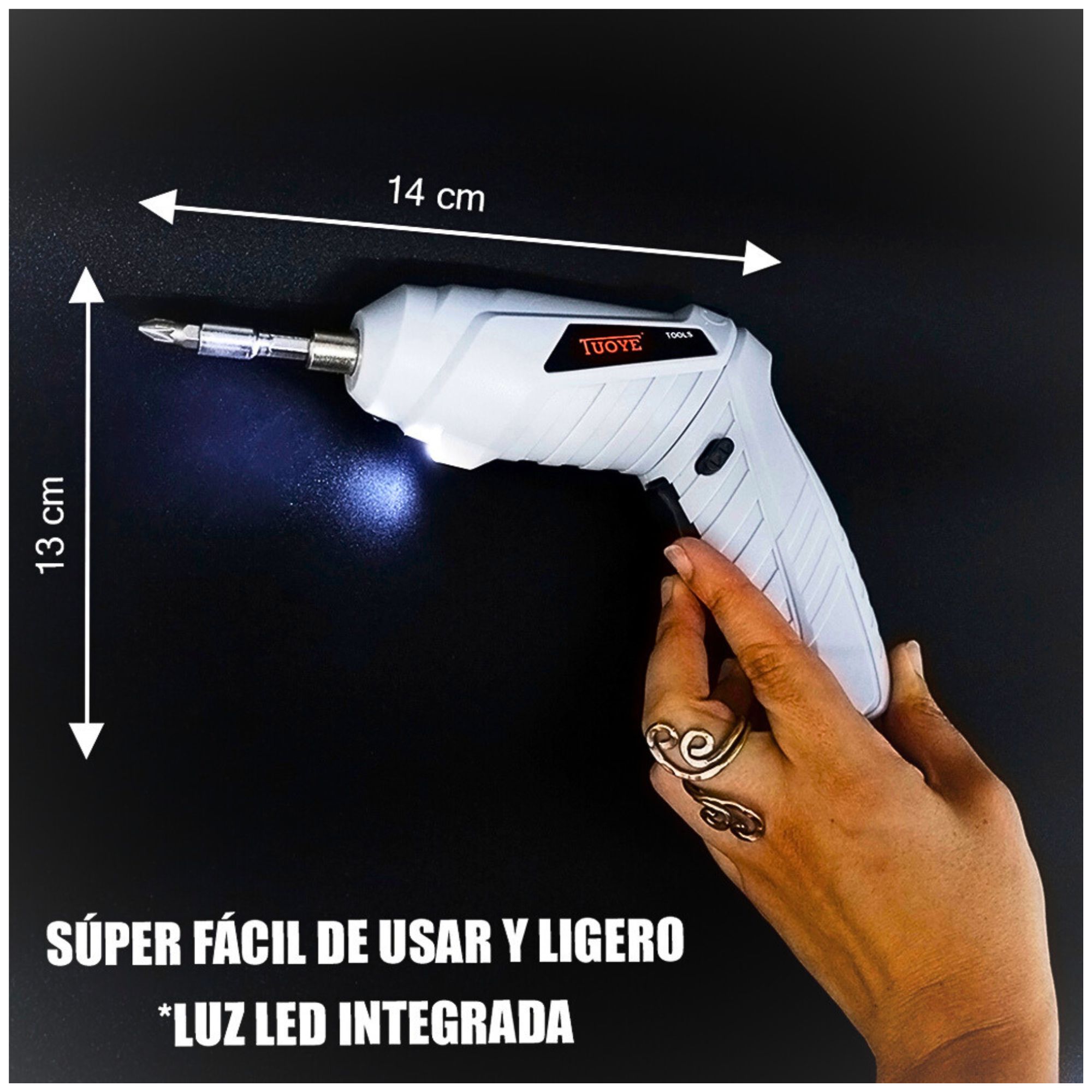 Foto 5 pulgar | Mini Destornillador Eléctrico Inalámbrico Recargable + Punta