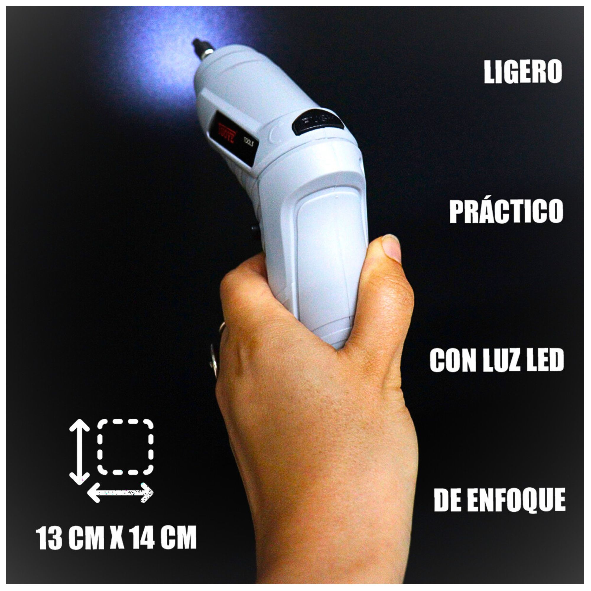 Foto 7 pulgar | Mini Destornillador Eléctrico Inalámbrico Recargable + Punta