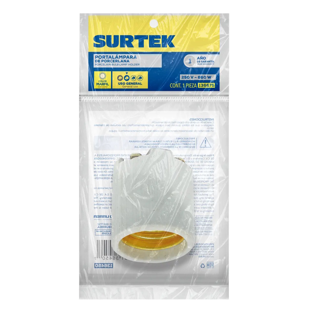 Foto 3 | Portalámpara Blanco Sencilla Porcelana 3.5 Cm Surtek