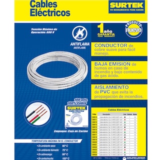 Foto 2 | Cable Eléctrico 100 M Calibre 12 Thw Surtek