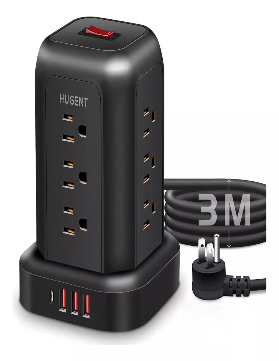 Foto 4 pulgar | Torre Multicontacto 16 En 1 Con 12 Tomas De Ca Y 3 Usb A 1 Tipo C + Termo De Agua De Regalo Güish