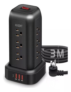 Foto 3 | Torre Multicontacto 16 En 1 Con 12 Tomas De Ca Y 3 Usb A 1 Tipo C + Termo De Agua De Regalo Güish