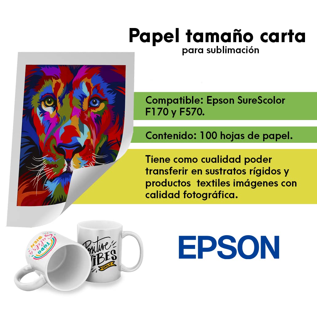 Foto 6 pulgar | Papel De Transferencia Epson Para Sublimación De Tinta, 8,5 X 11, 100 Hojas - Venta Internacional.