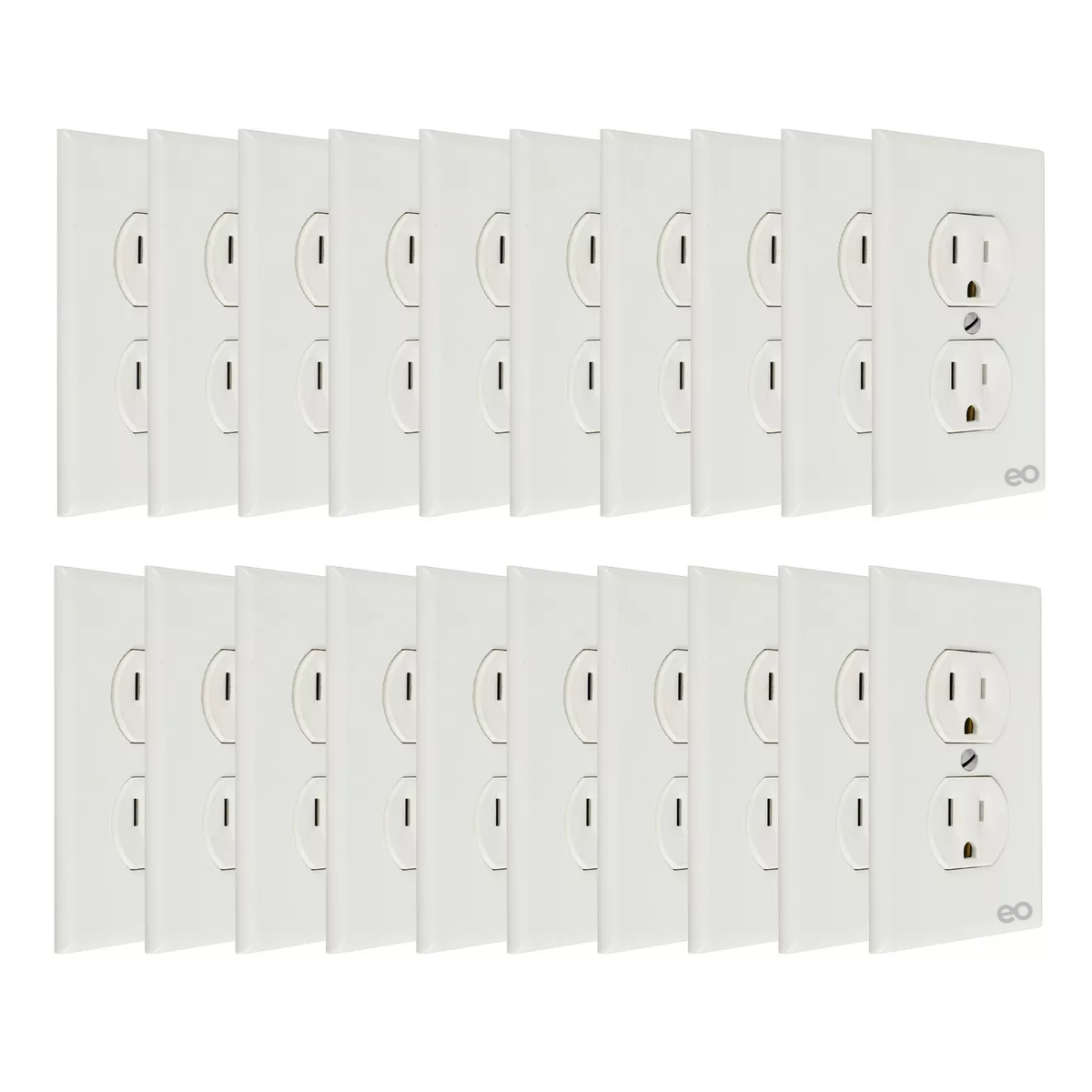 Foto 2 pulgar | Set 20 Contactos Dúplex Con Tapa 125 V~ 15 A Eo Safe Imports Esi-11307-1 Blanco