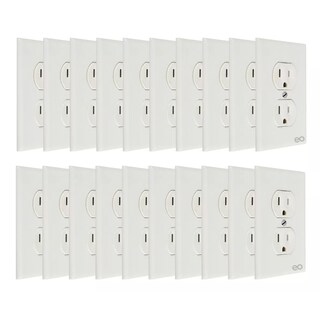 Foto 1 | Set 20 Contactos Dúplex Con Tapa 125 V~ 15 A Eo Safe Imports Esi-11307-1 Blanco