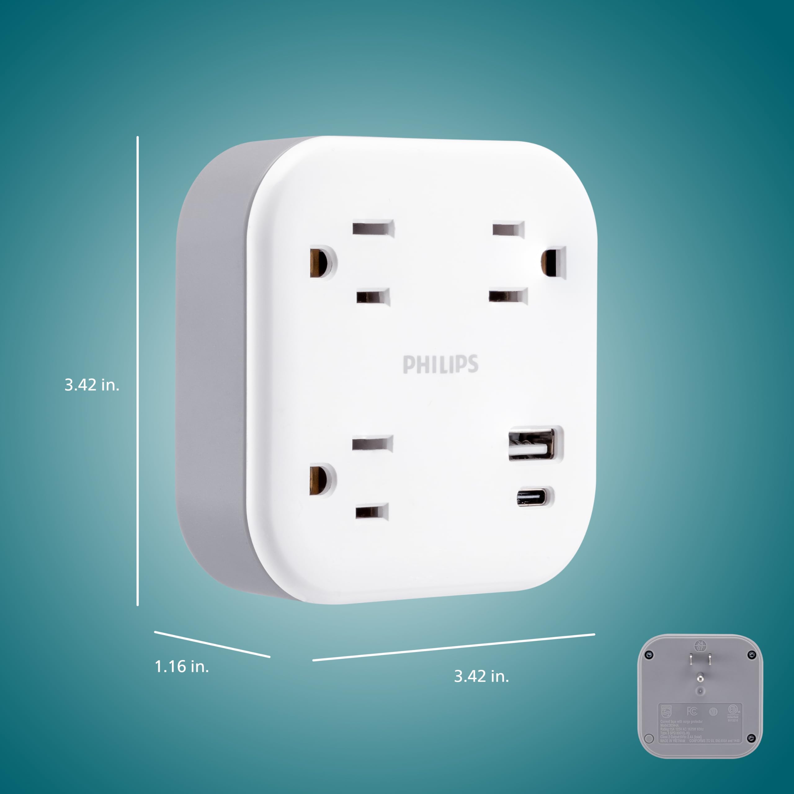 Foto 8 pulgar | Extensor De Sobretensión Philips Ezfit De 3 Salidas Con Usb 12 W 980j - Venta Internacional.