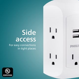 Foto 3 | Protector Contra Sobretensiones Philips Sps5002wa/37 De 5 Salidas Y 2 Usb-a, Color Blanco - Venta Internacional.