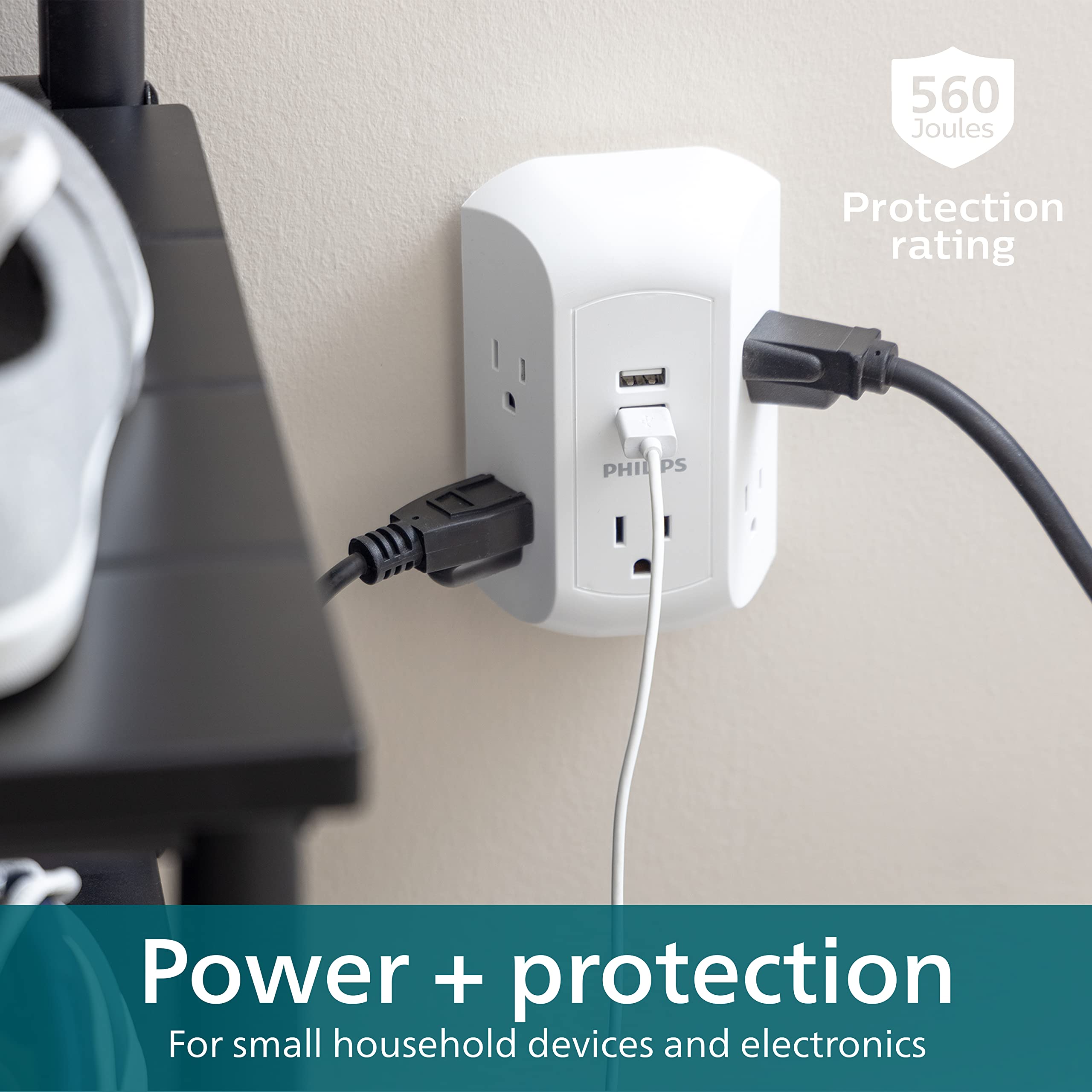 Foto 6 pulgar | Protector Contra Sobretensiones Philips Sps5002wa/37 De 5 Salidas Y 2 Usb-a, Color Blanco - Venta Internacional.