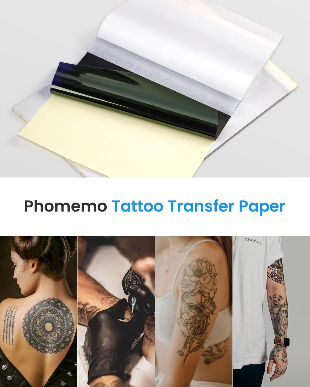 Foto 4 pulgar | Papel Para Transferencia De Tatuajes Phomemo, 150 Hojas, Tamaño A4 - Venta Internacional.