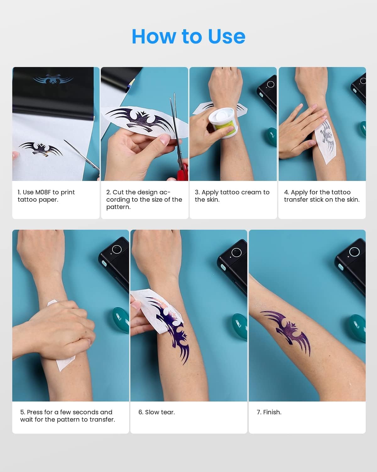 Foto 4 | Papel Para Transferencia De Tatuajes Phomemo, 150 Hojas, Tamaño A4 - Venta Internacional.