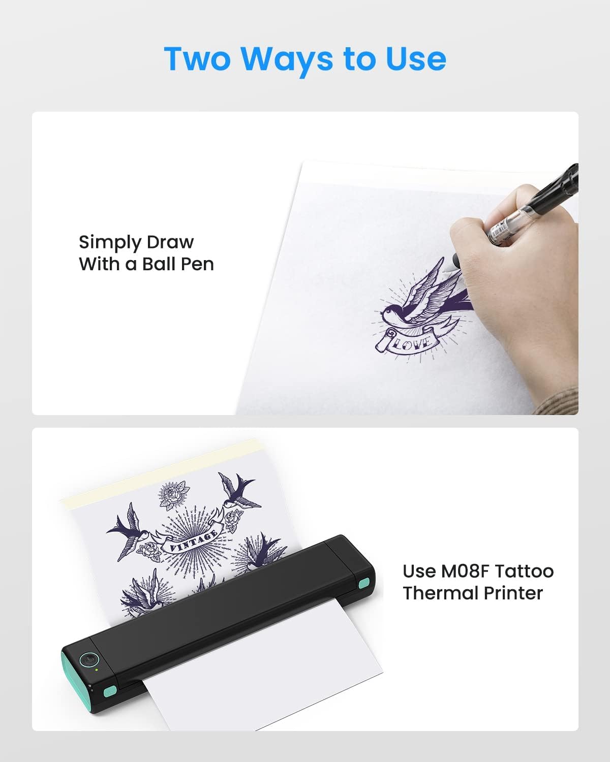 Foto 6 | Papel Para Transferencia De Tatuajes Phomemo, 150 Hojas, Tamaño A4 - Venta Internacional.