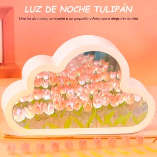 Foto 2 | Luz Lampara Noche Flor Tulipanes Nube Con Espejo Decoracion