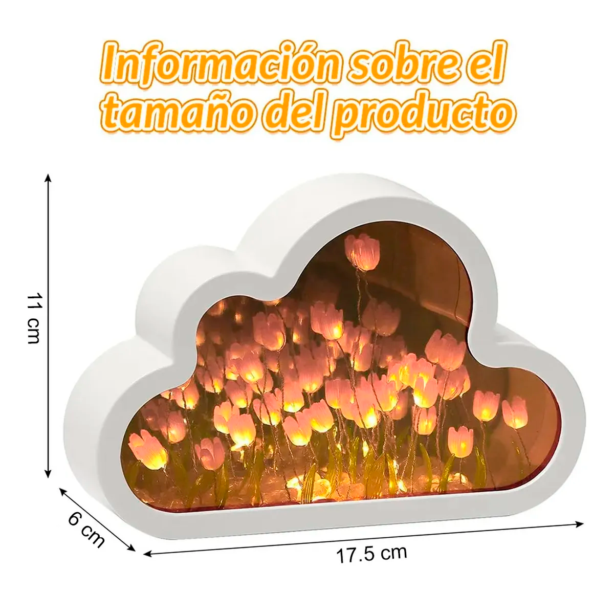 Foto 4 | Luz Lampara Noche Flor Tulipanes Nube Con Espejo Decoracion