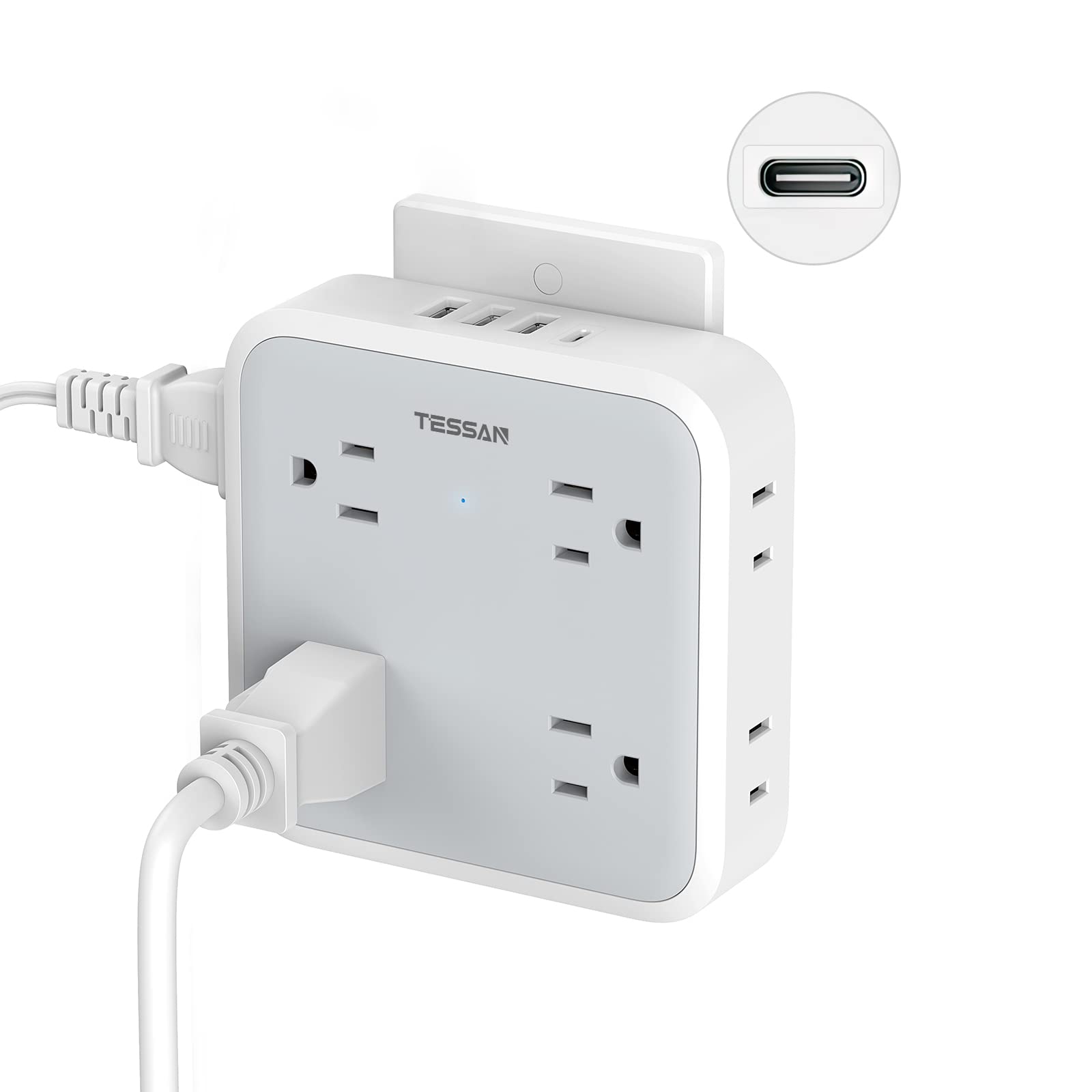 Cargador De Pared Usb Tessan 4 Enchufes Eléctricos Con 4 Puertos Usb - Venta Internacional. $789