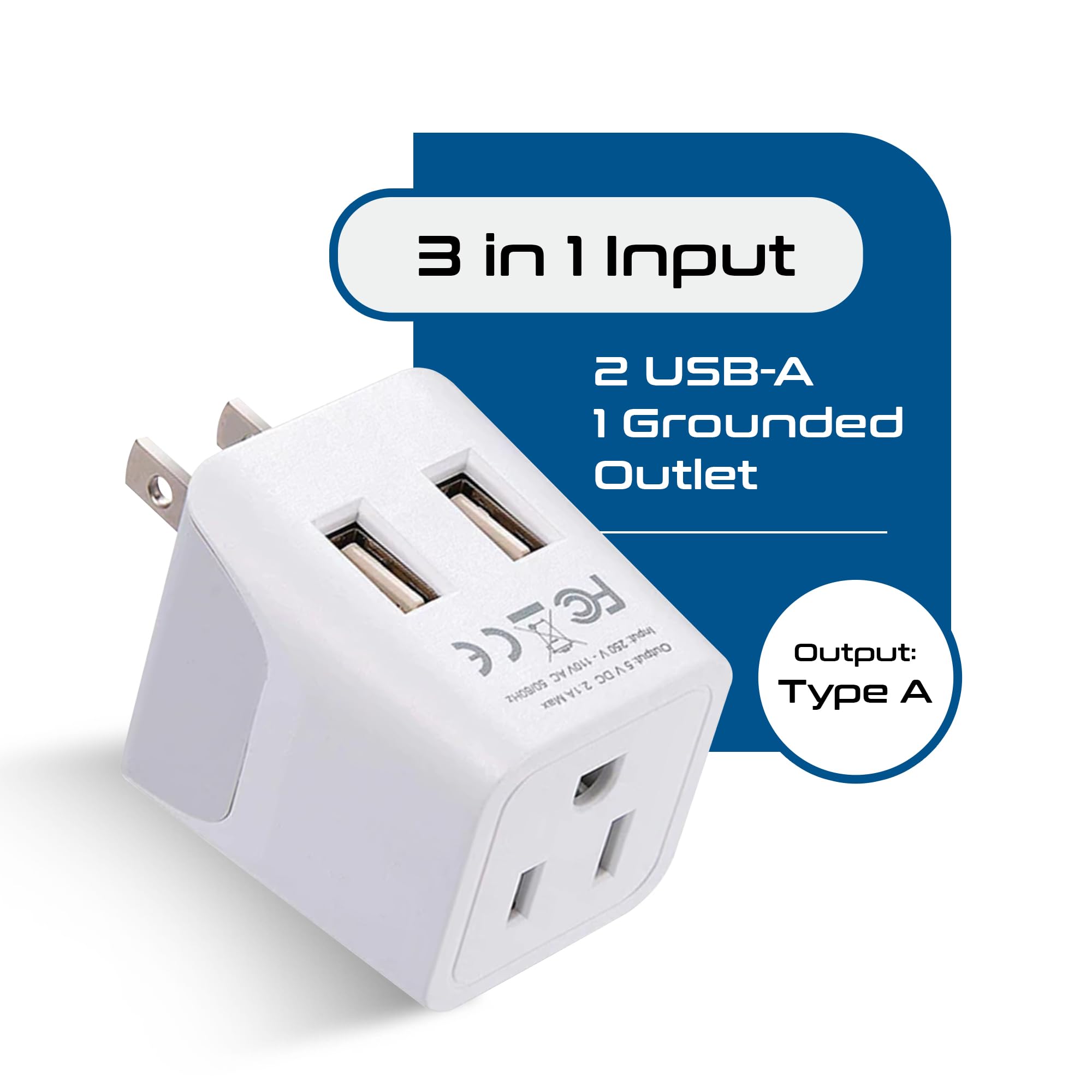 Foto 4 pulgar | Adaptador De Viaje Ceptics Japan, Filipinas Con Doble Usb Tipo A - Venta Internacional.