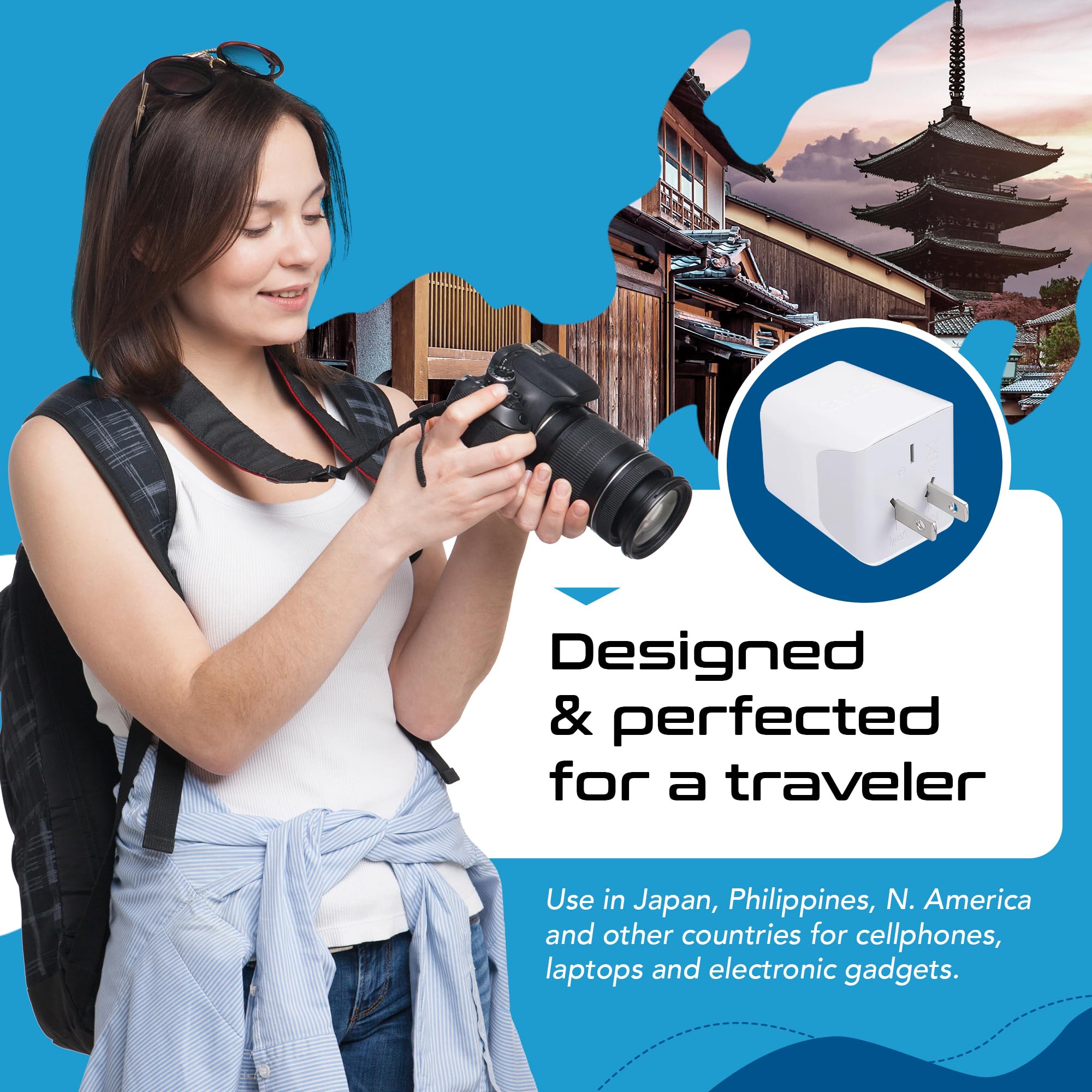 Foto 6 pulgar | Adaptador De Viaje Ceptics Japan, Filipinas Con Doble Usb Tipo A - Venta Internacional.