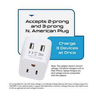 Foto 6 | Adaptador De Viaje Ceptics Japan, Filipinas Con Doble Usb Tipo A - Venta Internacional.