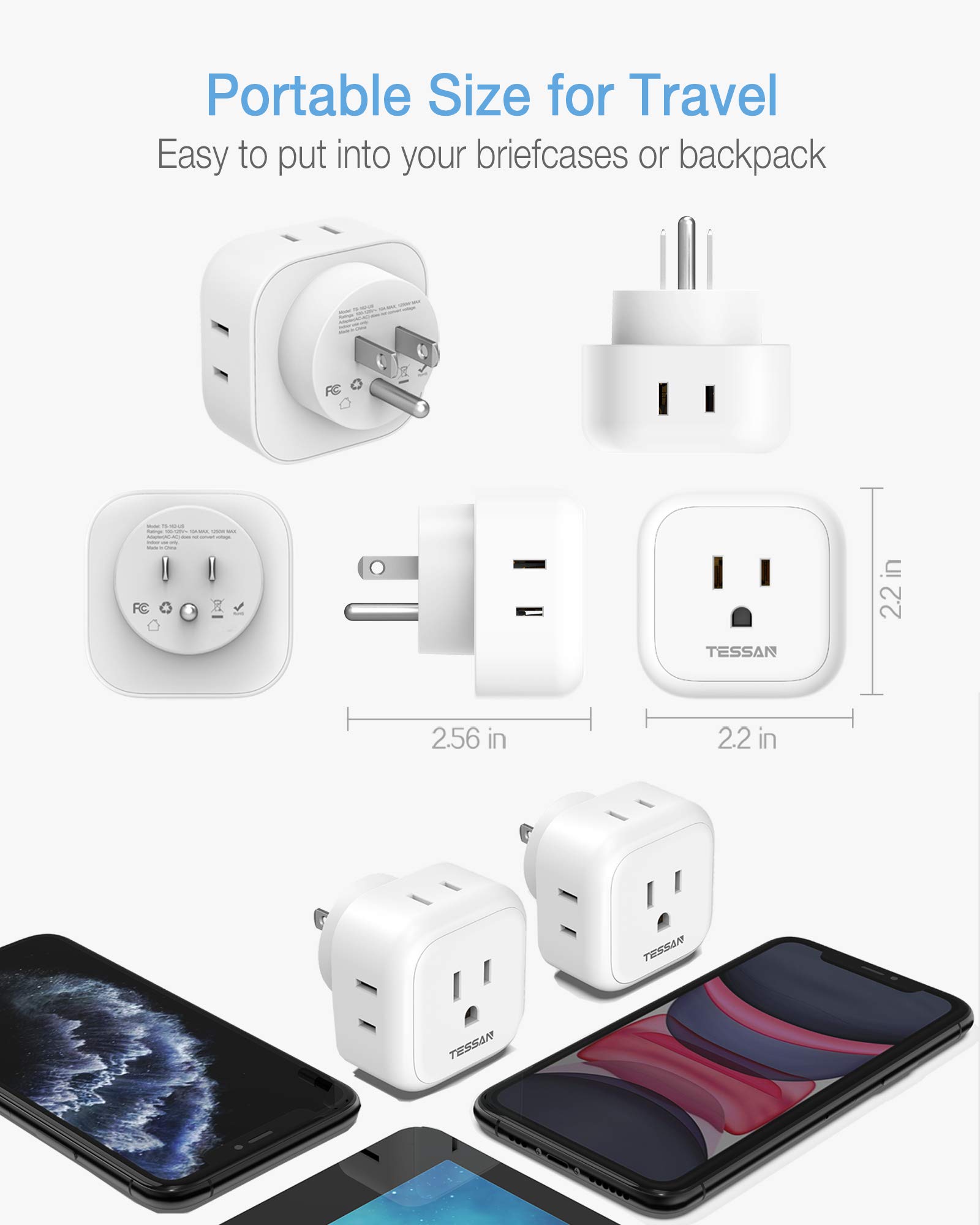 Foto 3 | Extensor De Enchufes Múltiples Tessan Con 4 Enchufes Eléctricos, Paquete De 2 - Venta Internacional.