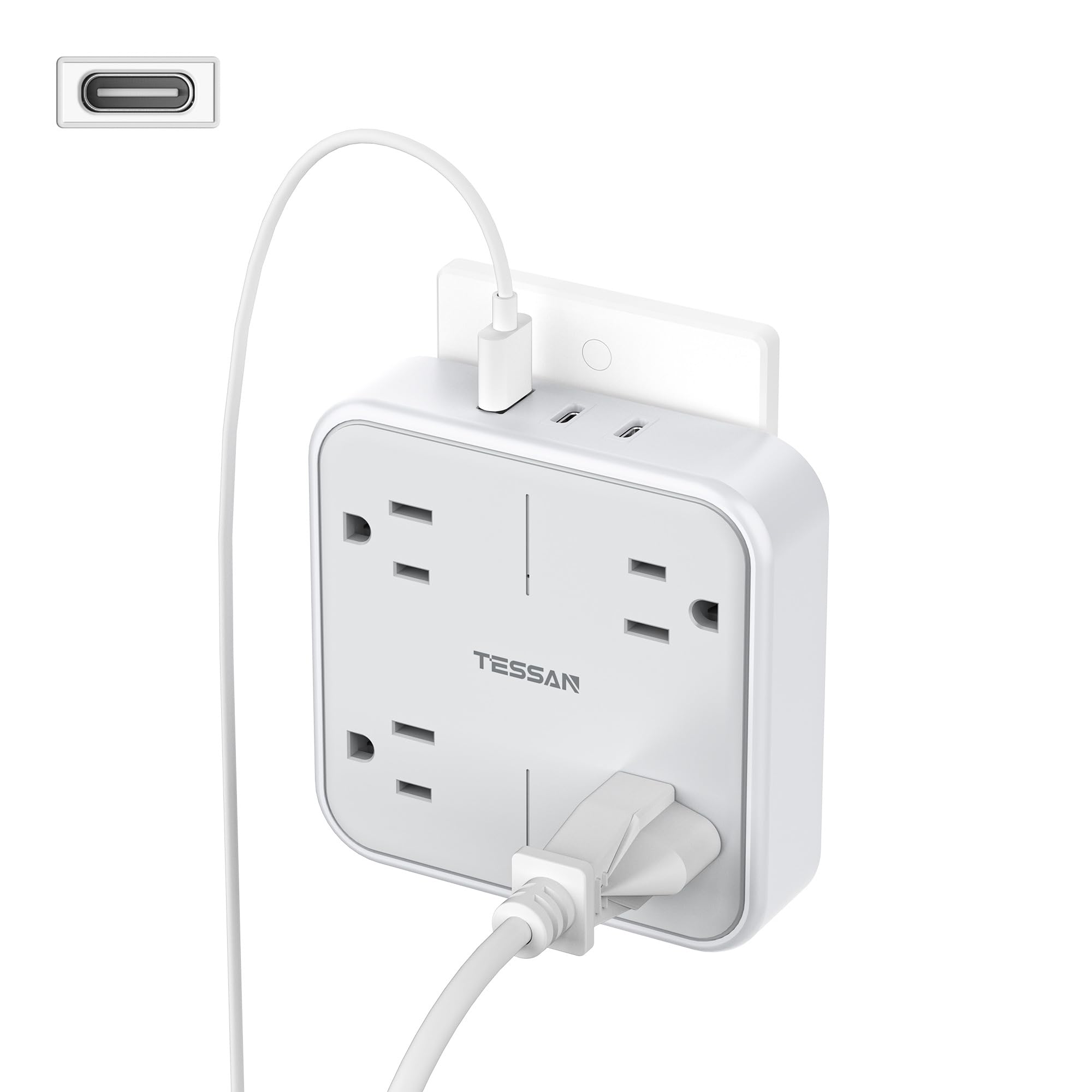 Foto 1 | Extensor De Enchufes Múltiples Tessan, 4 Salidas Y 3 Puertos Usb - Venta Internacional.