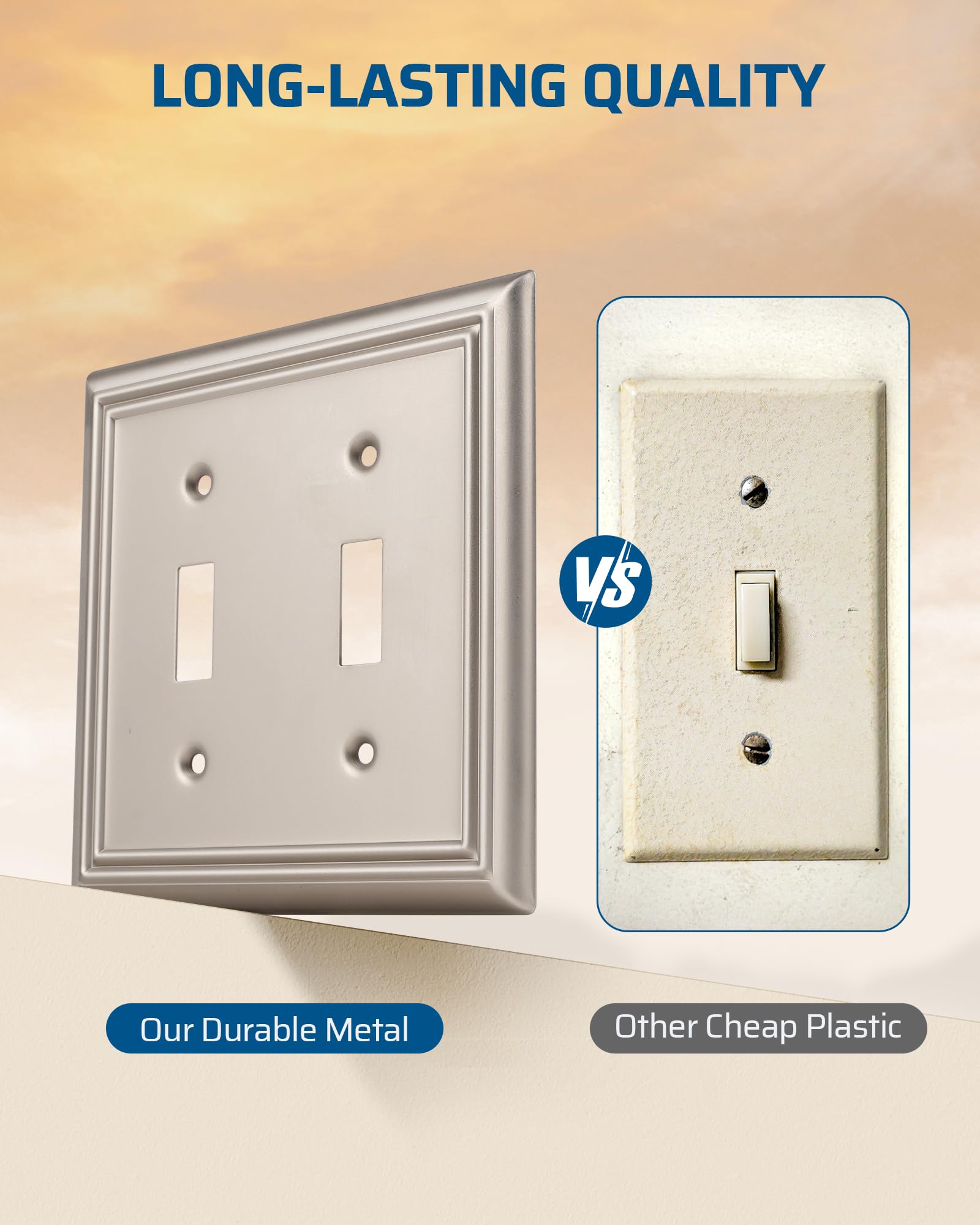 Foto 2 | Wallplates Dewenwils De Níquel Cepillado Con Doble Palanca, Paquete De 2 - Venta Internacional.