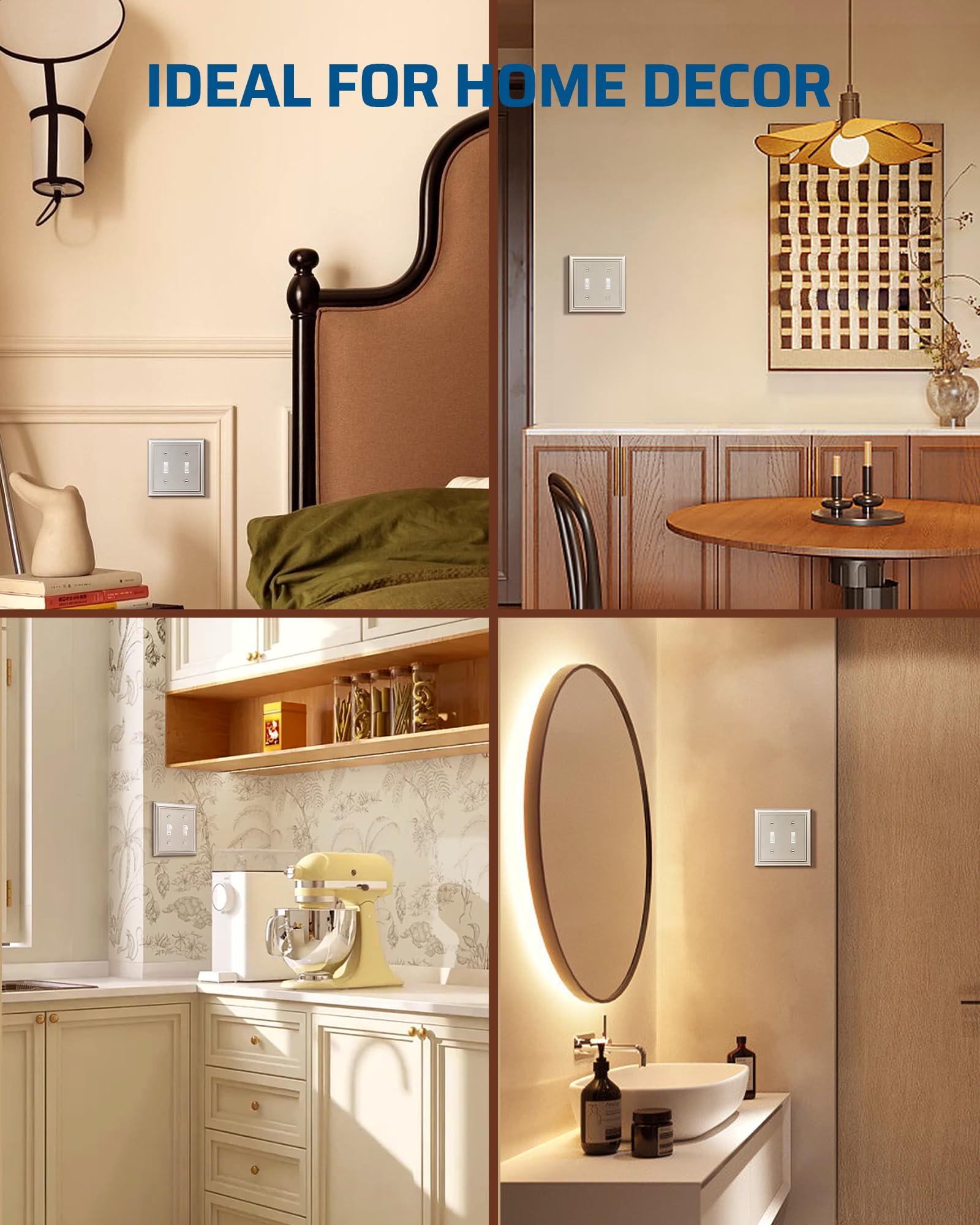 Foto 4 | Wallplates Dewenwils De Níquel Cepillado Con Doble Palanca, Paquete De 2 - Venta Internacional.