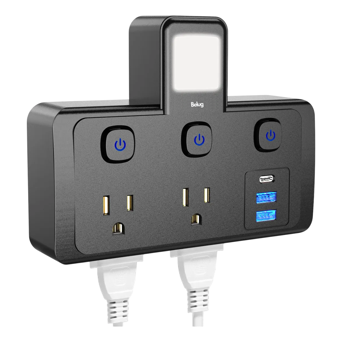 Foto 2 pulgar | Multicontactos Usb  Belug  Interruptor Independiente Y Luz Nocturna Negro