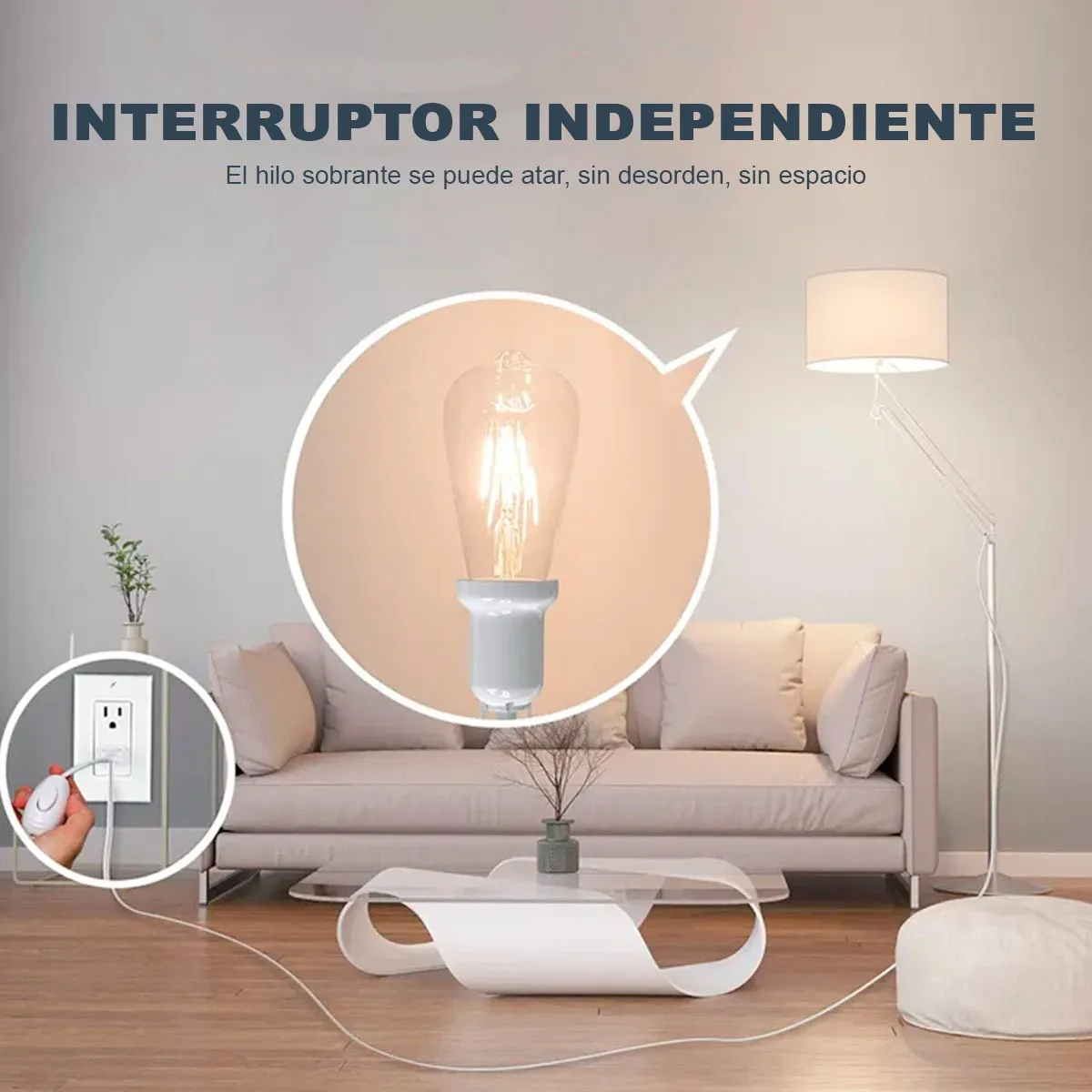 Foto 5 pulgar | Extensión Eléctrica Con Socket Para Foco De 2.5 Metros