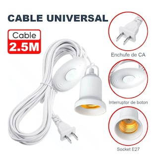 Foto 5 | Extensión Eléctrica Con Socket Para Foco De 2.5 Metros