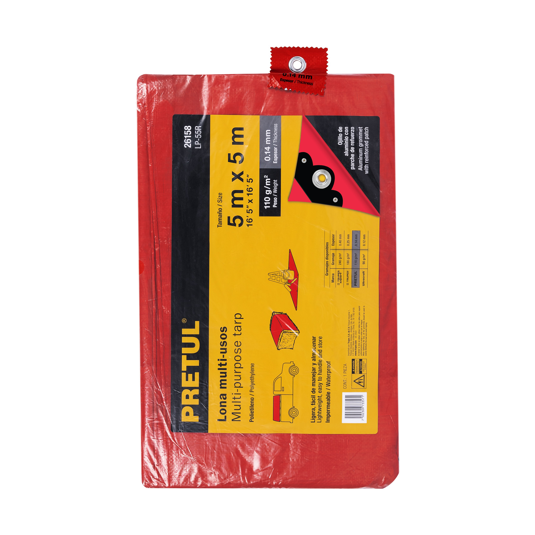Foto 2 | Lona Truper LP-55R color Rojo 5 X 5 M Pretul