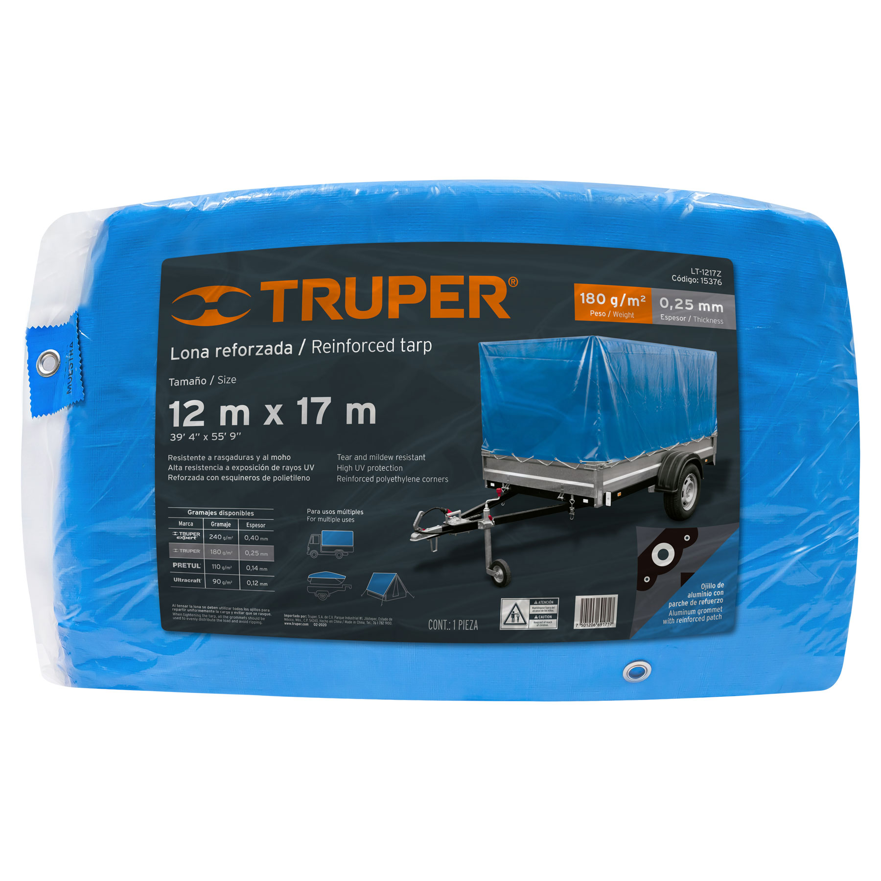 Foto 1 | Lona Reforzada de 12 X 17 M Truper color Azul
