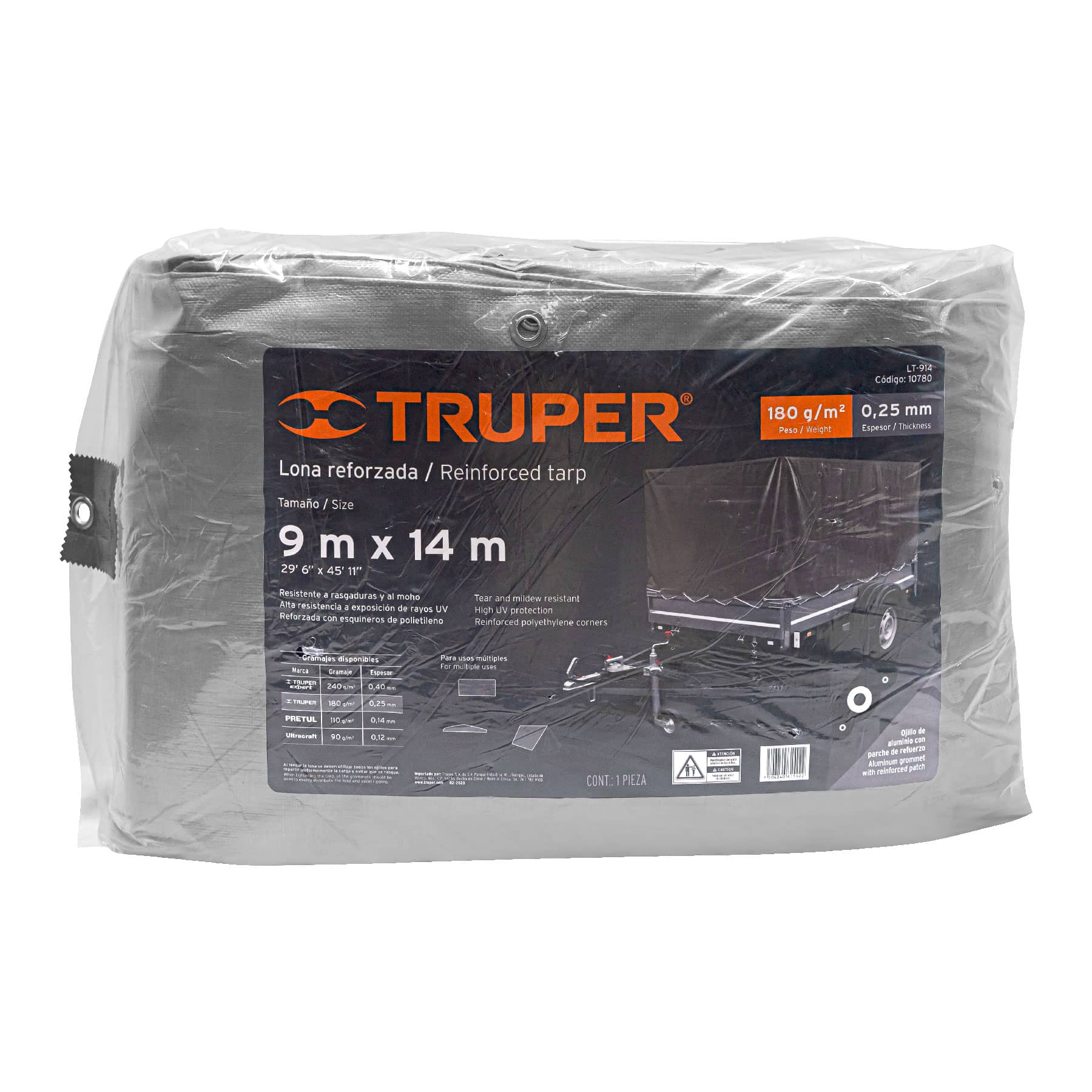 Foto 2 pulgar | Lona  Reforzada 9 x 14 m Truper color Gris