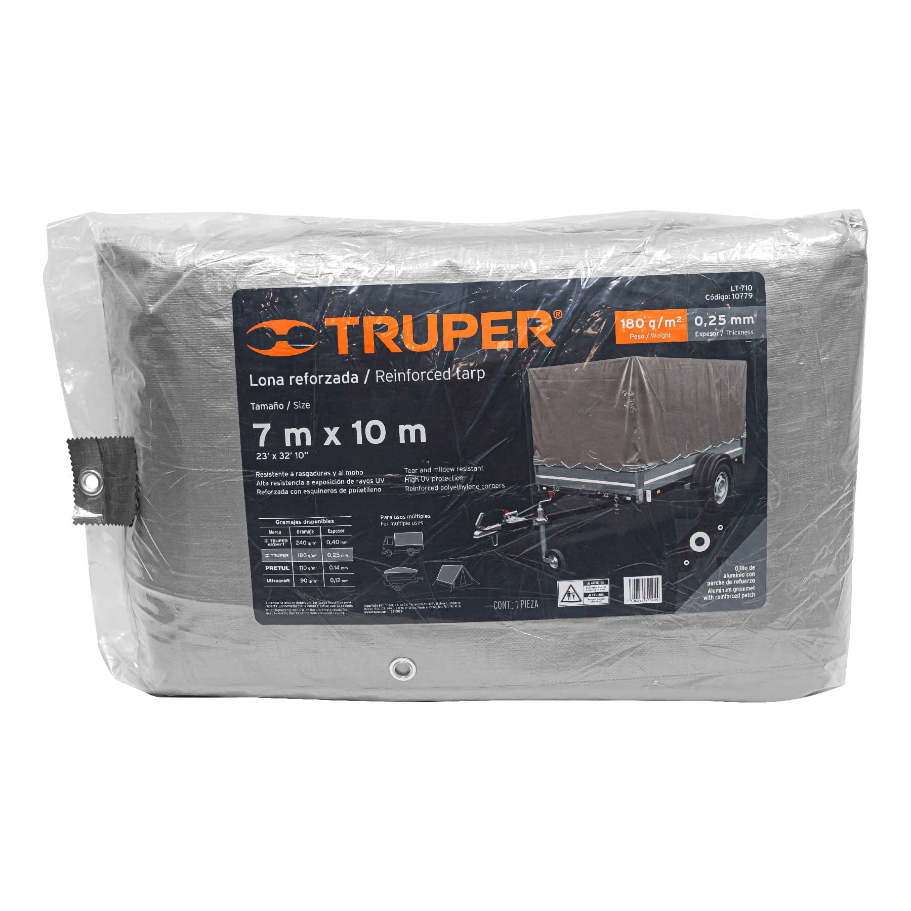 Foto 1 | Lona Reforzada 7 x 10 m Truper color Gris