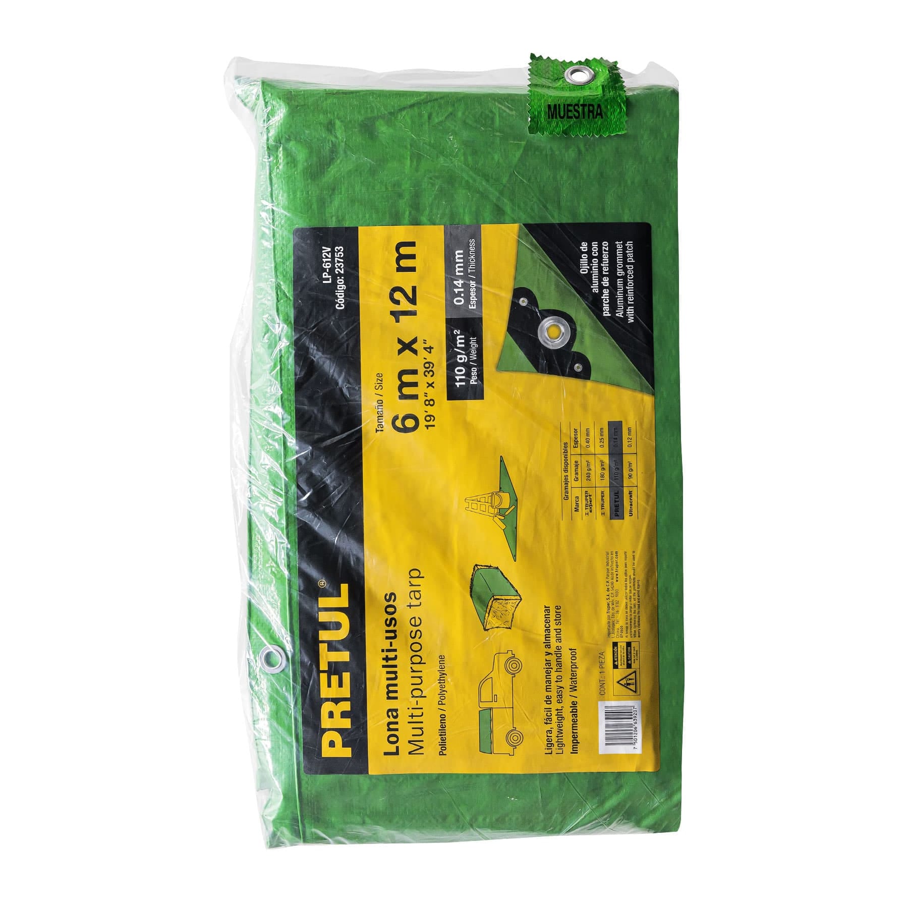Foto 3 pulgar | Lona Pretul LP-612V color Verde 6 X 12 M