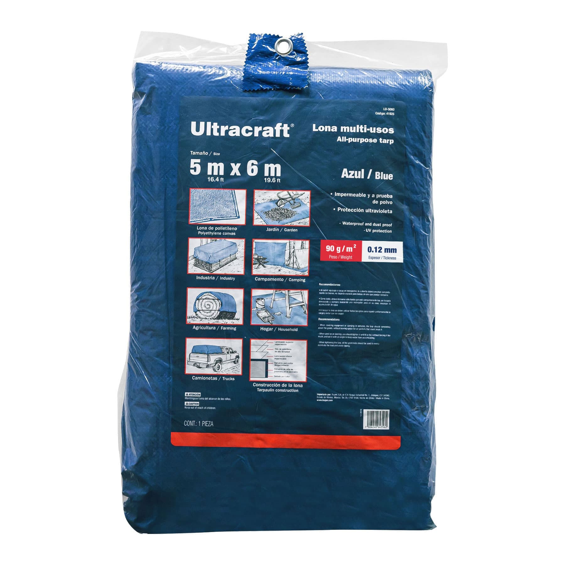 Foto 3 pulgar | Lona Ultracraft LU-5060 color Azul 5.0 X 6.0 M