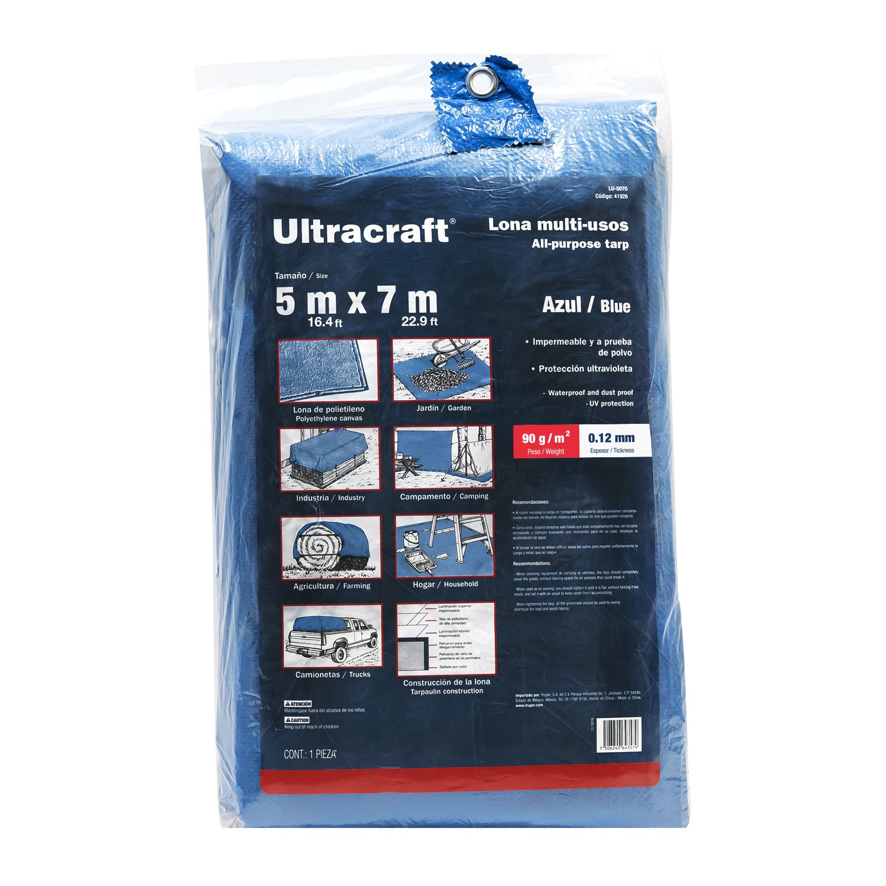 Foto 3 pulgar | Lona Ultracraft LU-5070 color Azul 5.0 X 7.0 M